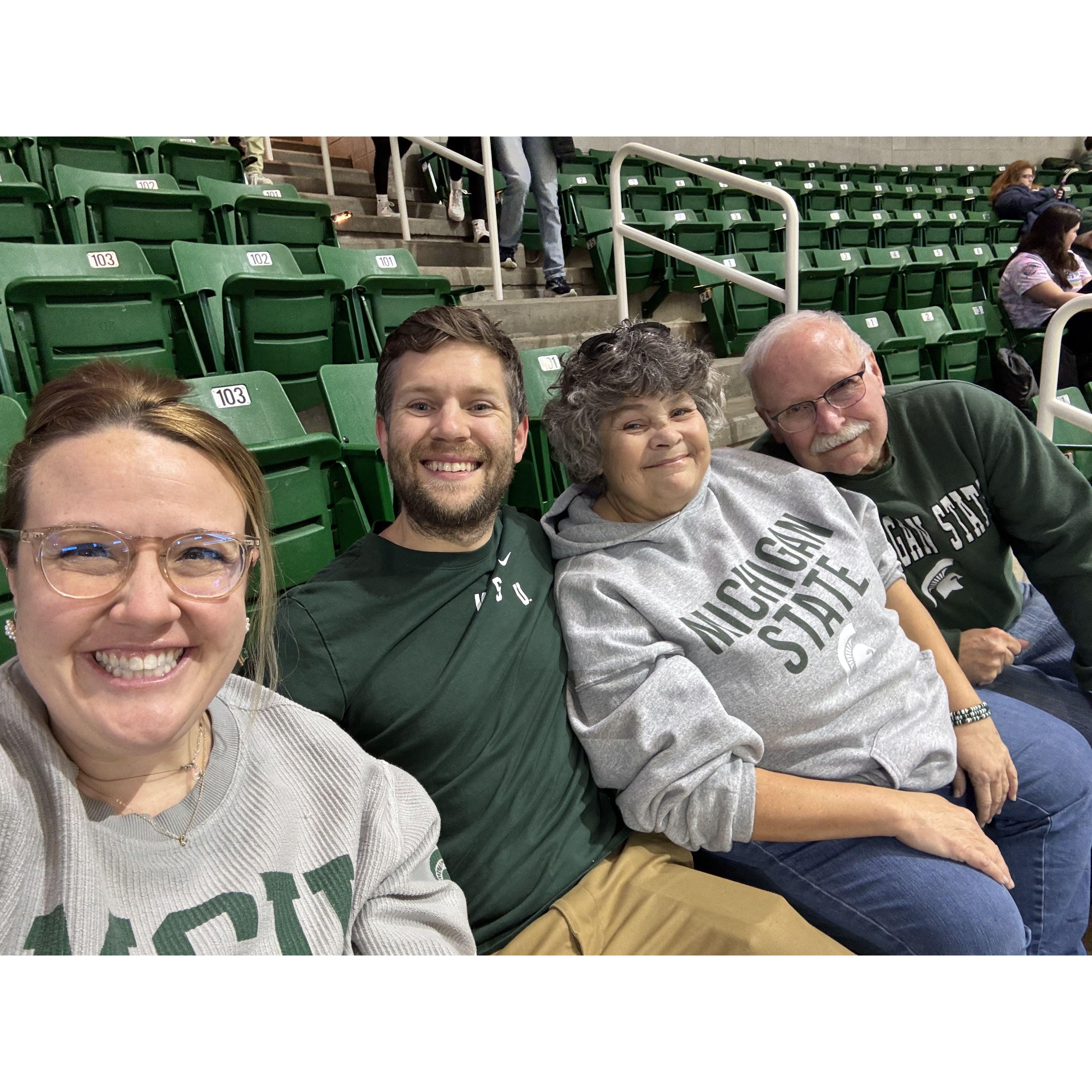 MSU Women's basketball game Erik's parents