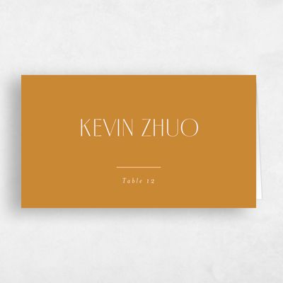Ochre, Orange Wedding Place Card - Mendoza
