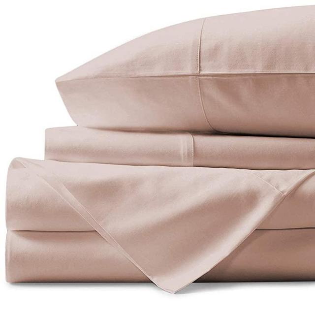 500 Thread Count 100% Cotton Sheet Blush King Sheets Set, 4-Piece Long-Staple Combed Pure Cotton Best Sheets for Bed, Breathable, Soft & Silky Sateen Weave Fits Mattress Upto 18'' Deep Pocket