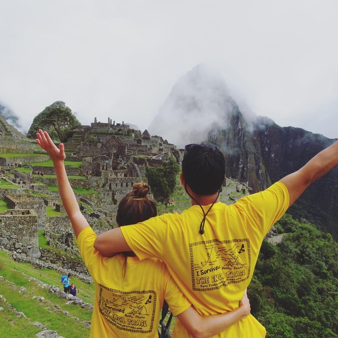 Commemorating the 5 day trek to Machu Picchu - 1) We made it! 2) We stayed together even after 5 long hiking days
