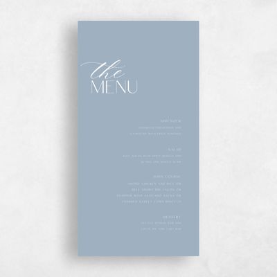 Powder Blue Wedding Menu - Zion