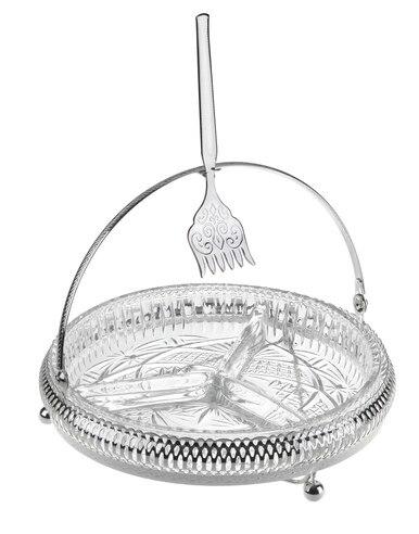 3 Div Hors d'oeuvre/Swing Handle/Fork