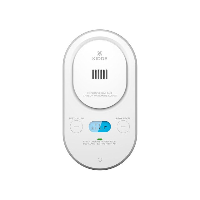 Kidde Carbon Monoxide + Explosive Gas, Natural Gas & Propane Alarm, Plug-in with AA Battery Backup, Digital Backlit Display, 85 dB Alarm, Rotating Plug, LED Status Indicators, 5th Edition, COPDLG