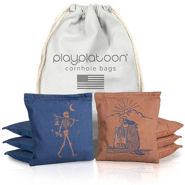 Professional Cornhole Bags - Set of 8 Regulation All Weather Double Sided - Sticky Side/Slick Side Bean Bags for Pro Corn Hole Game