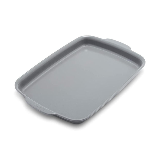 GreenPan Premiere Ovenware Healthy Ceramic Nonstick 13" x 9" Quarter Sheet Baking Pan, Cast Aluminum, Dishwasher Safe, PFAS-Free, Gray