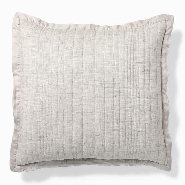 European Flax Linen Linework, Euro Sham, Frost Gray Fiber Dye