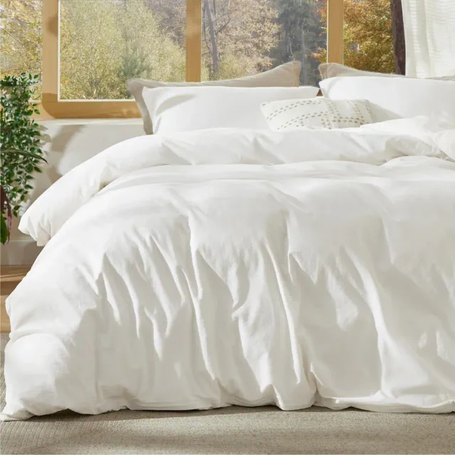 Bedsure 100% Washed Cotton Duvet Cover King Size Stone-washed White Minimalist All Season GentleSoft OEKO TEX Certified Valentine’s Day Premium Gift