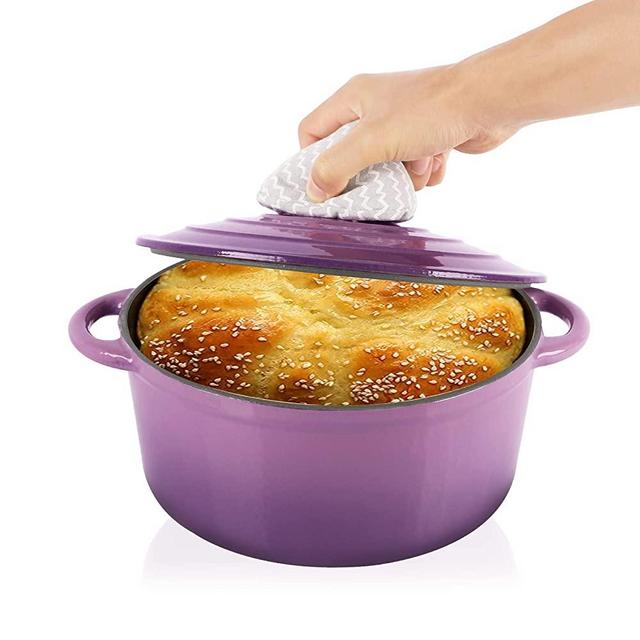 Cast Iron Dutch Oven, Enameled Cast Iron Dutch Oven With Lid, Dutch Oven Pot With Lid, 5-Quart, Purple