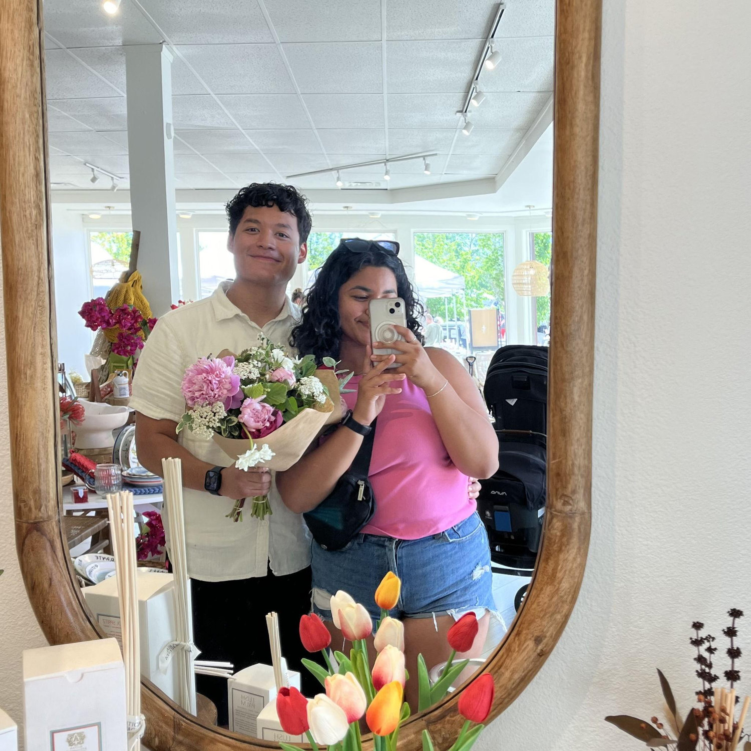 Farmers Market Fridays! Abe always gets Esther fresh flowers woohoo