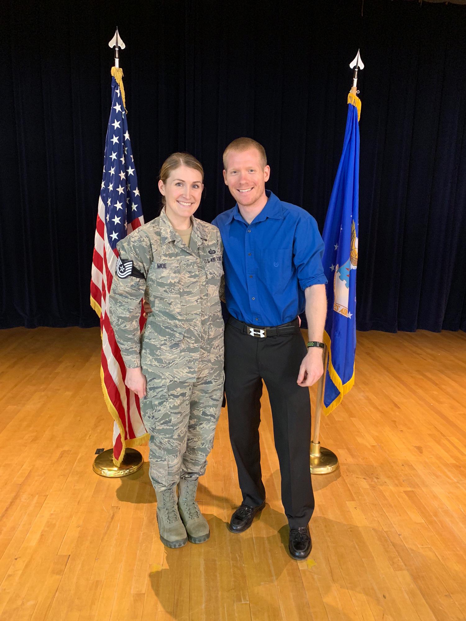 Mandy's promotion to TSgt. Paul helped tack her stripes on.