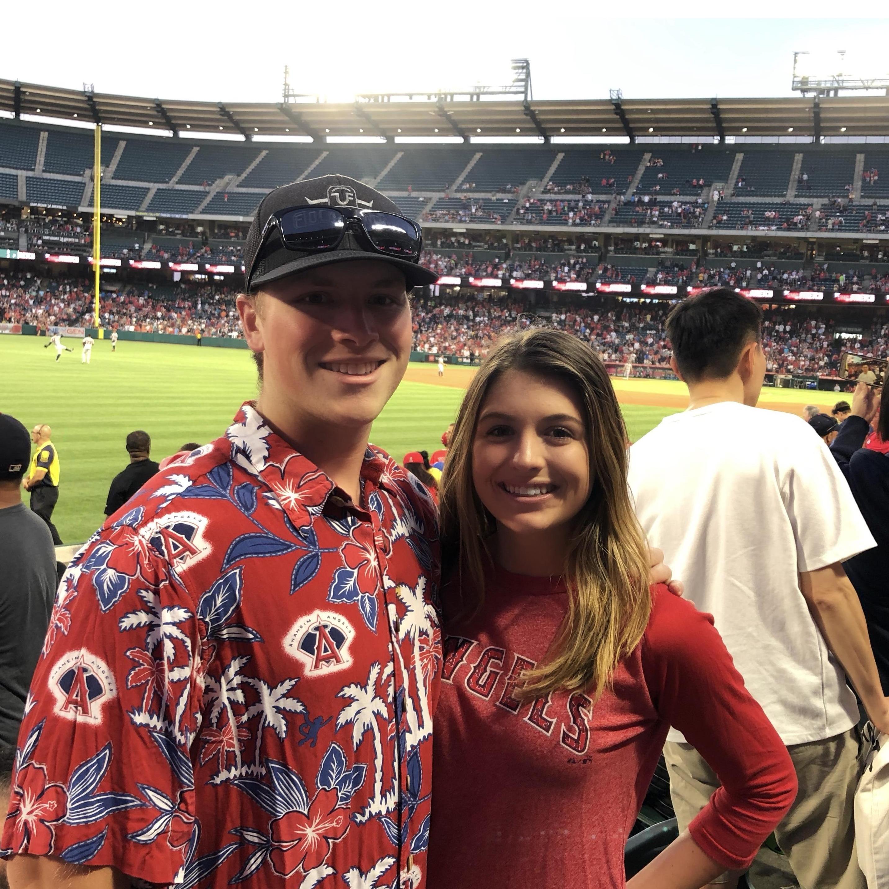 July 2019, This photo was at Angels Stadium during our trip to Long Beach, my hometown. During this trip that Trevor got to meet my friends and family. After this trip, I knew Trevor was the one.