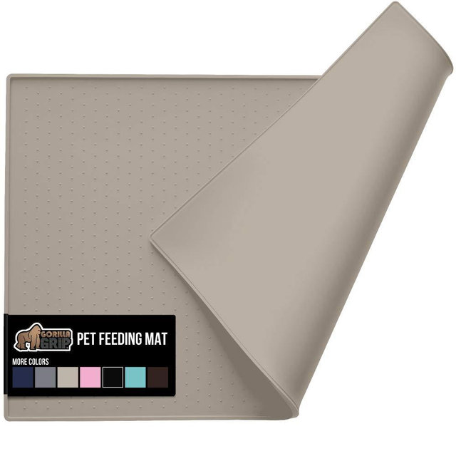 Gorilla Grip Original Silicone Pet Feeding Mat, BPA Free, Easy Clean, Dishwasher Safe, Waterproof, Raised Edges, Pets Placemat Tray Mats to Stop Dog and Food Spills and Water Bowl Messes on Floor