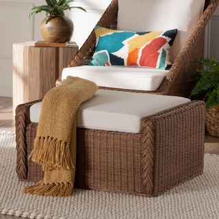 Bali & Pari Derris Bohemian Braided Rattan Footstool