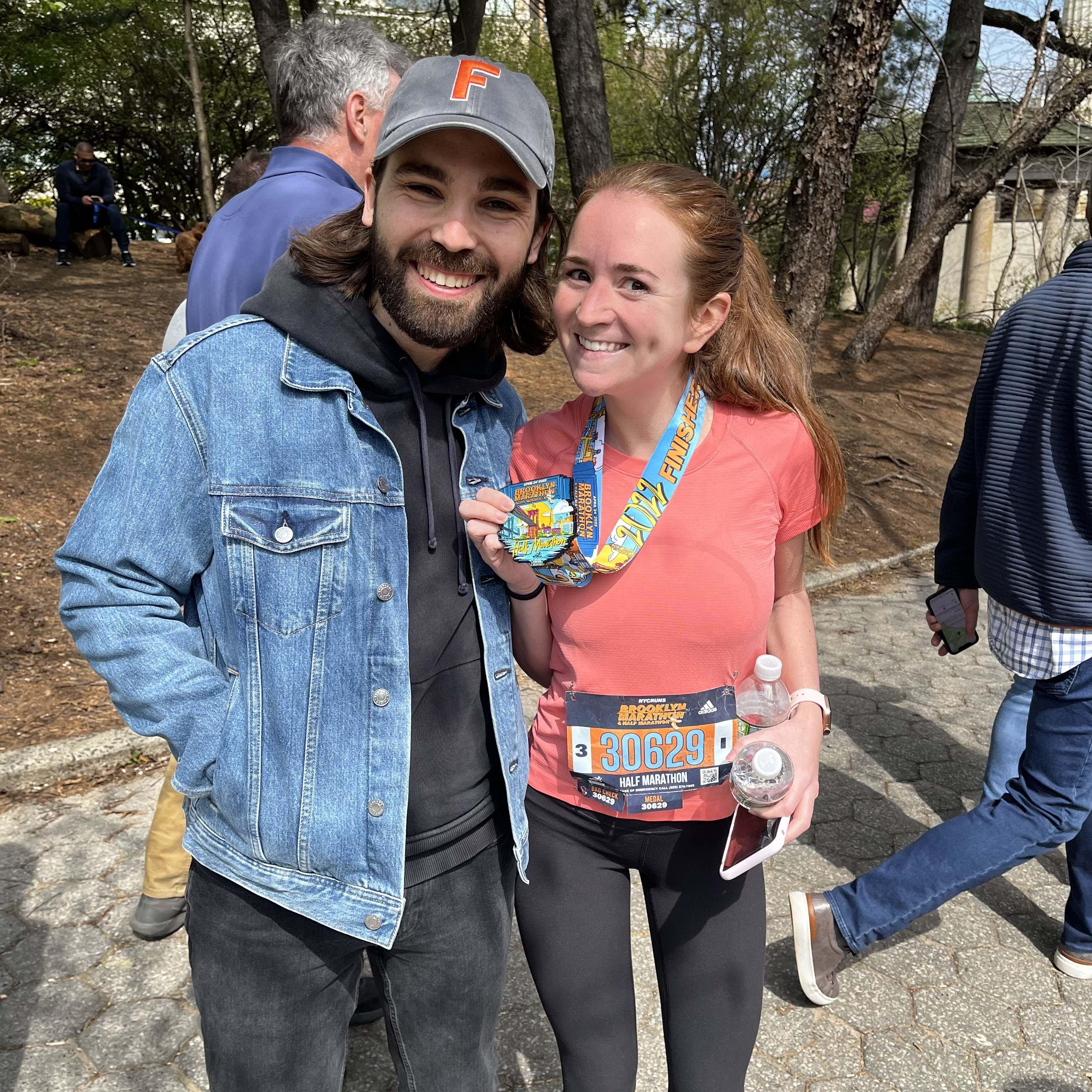 Alex cheering Maggs on for finishing her first half! Brooklyn, NY April 2022