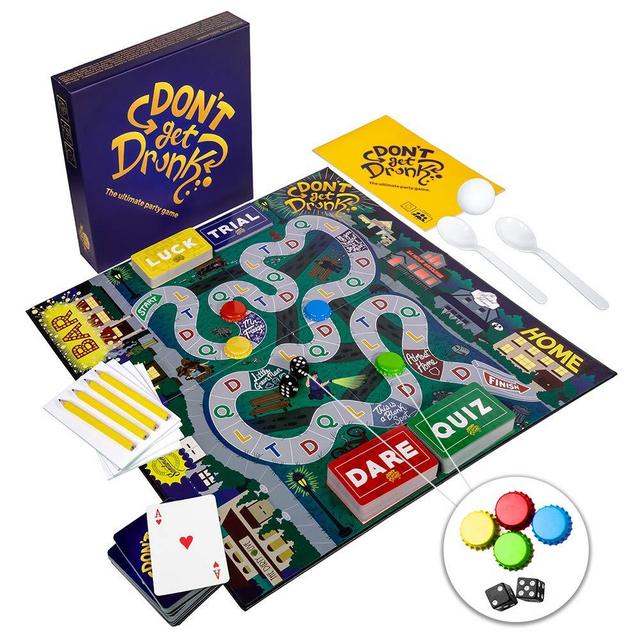 Don't GET Drunk The Ultimate Party Board Game: Combines Classic Party Drinking Games for Adults - Pong, Flip Cup, Kings Cup and Many More Including Unique Categories Like Dare, Quiz, Luck, and Trial