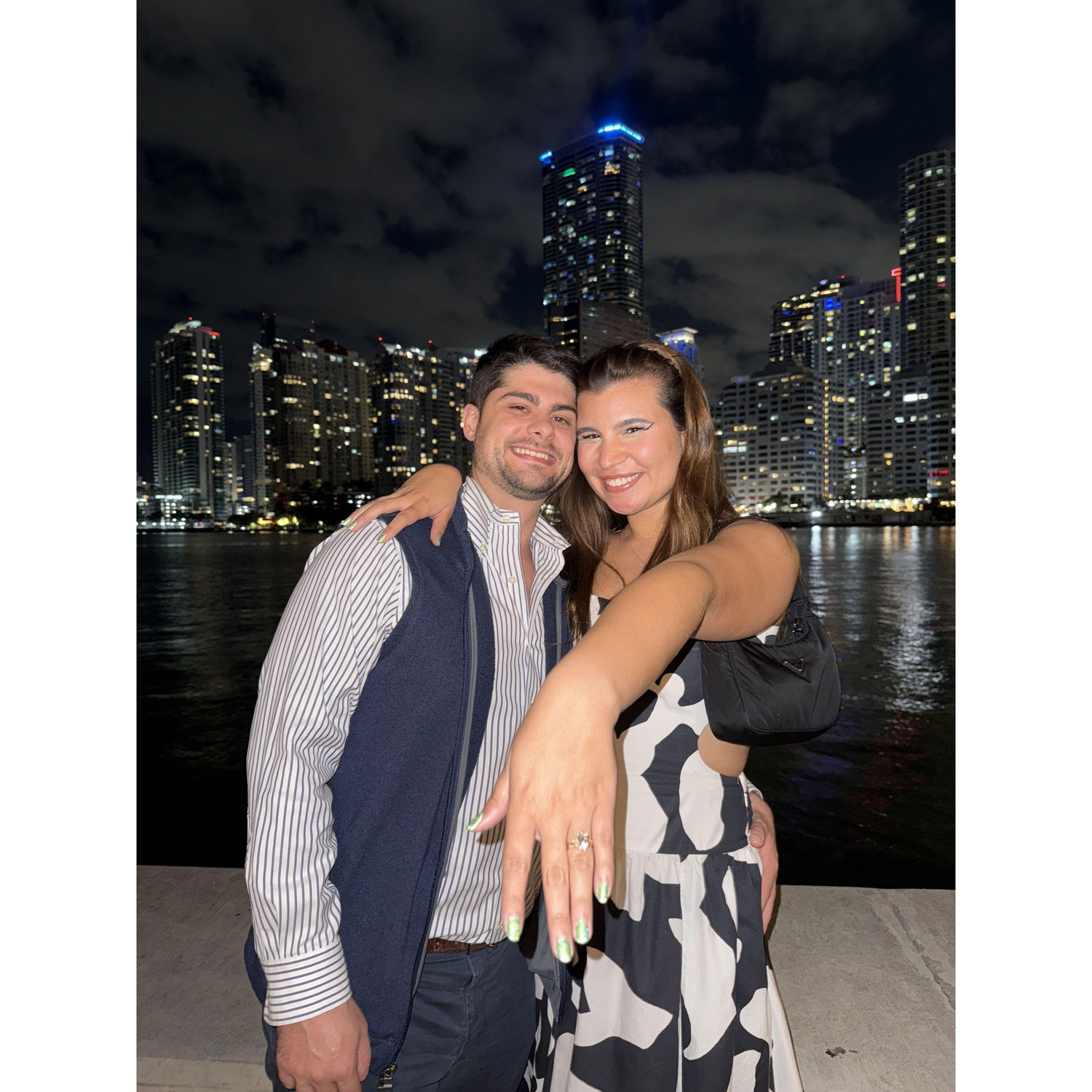 Right after getting engaged, view from Brickell Key
