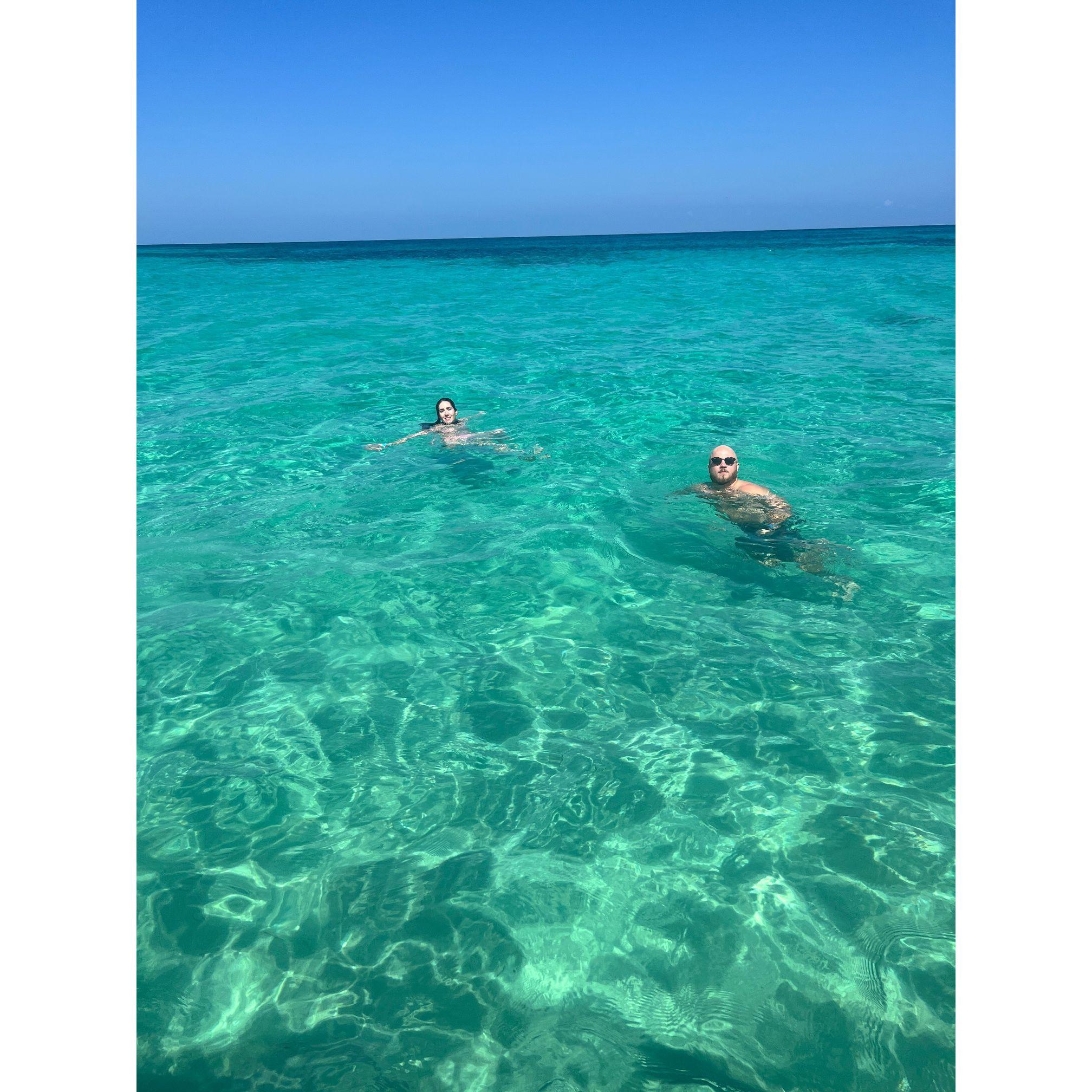 The bluest water in Roatan, Honduras.  February 2024