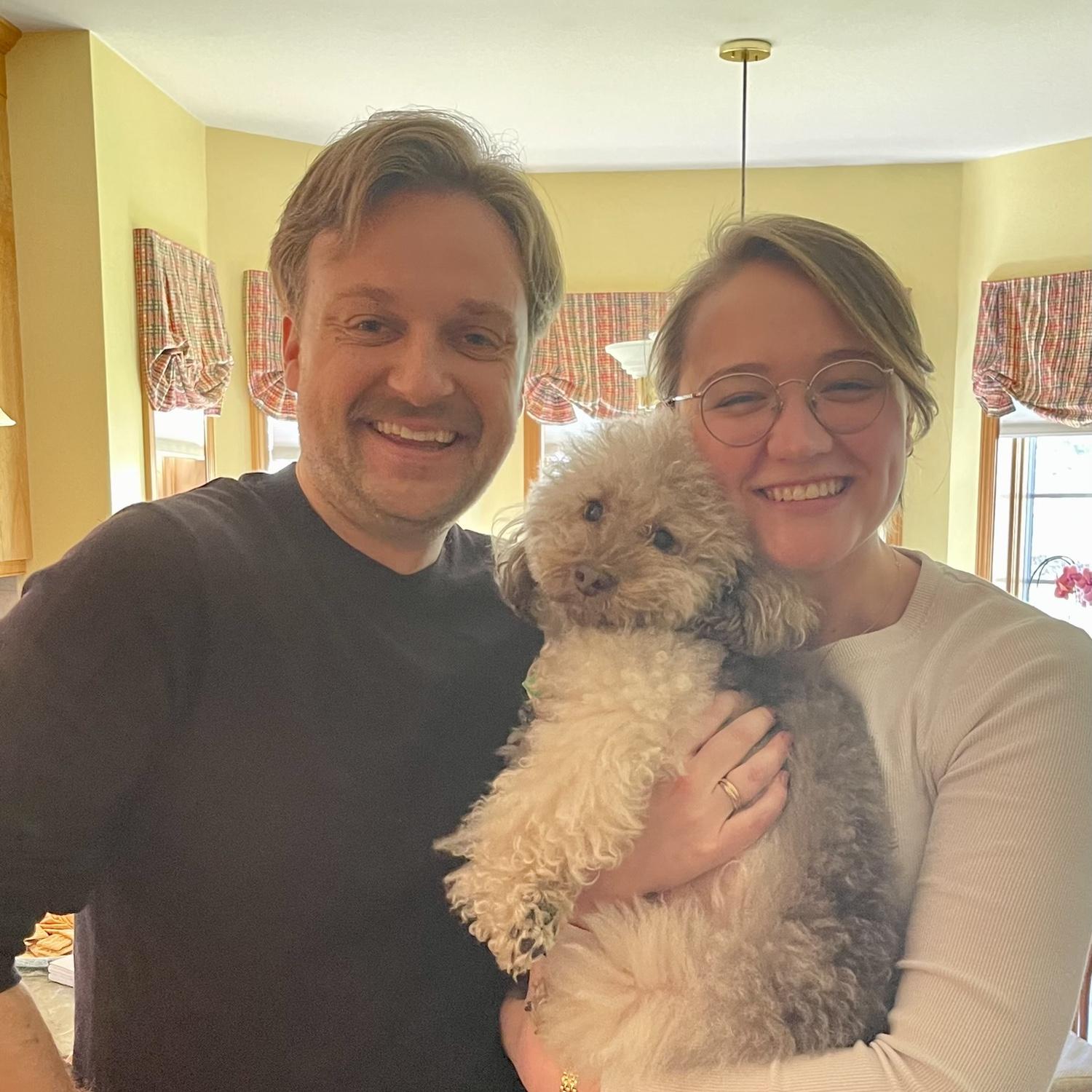 This is Jenna, Fran’s Aunt Theresa and Uncle David’s dog! We love Jenna, if you can't tell from our smiles!