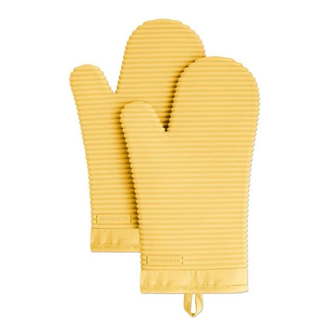 KitchenAid Ribbed Soft Silicone Oven Mitt Set, Orange Sorbet 2 Count