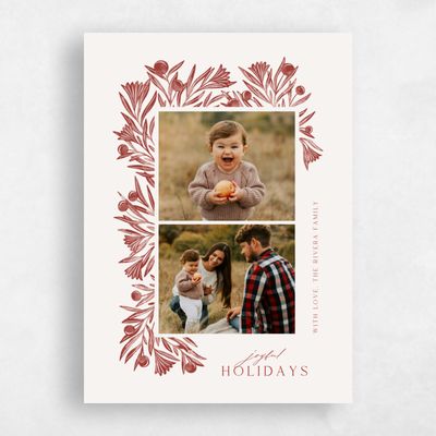 Dark Red Holiday Card - Sprigs