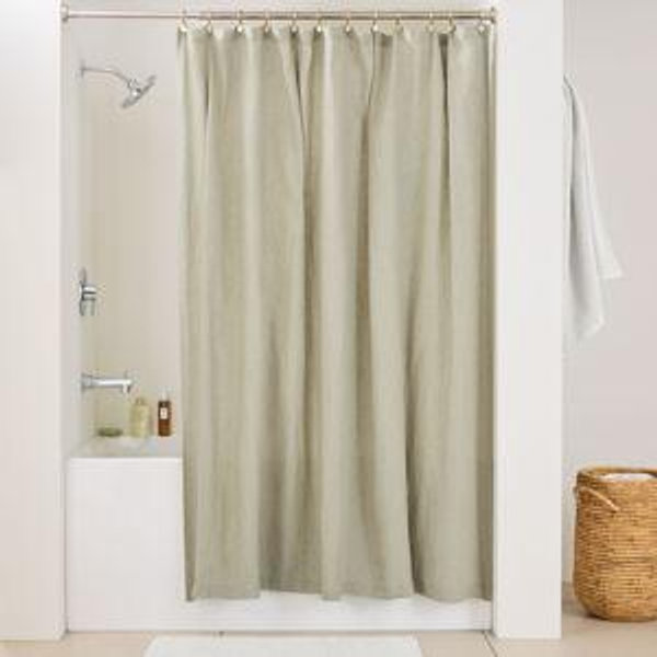 European Linen Shower Curtain, Eucalyptus & Liner