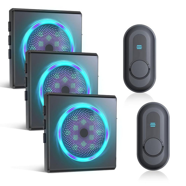 CallToU Hearing Impaired Doorbell with Strobe Light & 55 Melodies, 1000ft Long Range Wireless Door Bell for Elderly/Senior Adjustable Volume, IPX5 Waterproof Call Buttons 2 + Plug-in Receivers 3