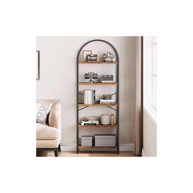 Arched Bookshelf 5 Tier Bookcase 70.87"in Modern Bookcase Display Rack Tall Standing Shelf with anti-tipping kit