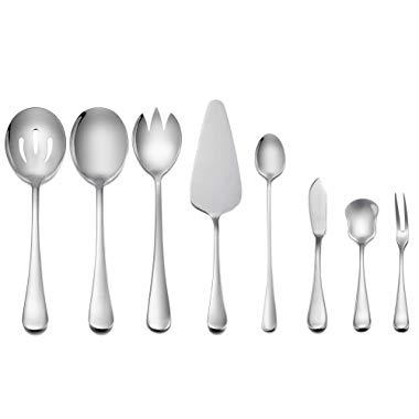 Serving Utensils, E-far 8-Piece Stainless Steel Hostess Serving Set, Simple Design, Mirror Polished - Dishwasher Safe