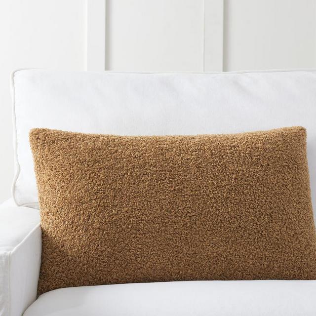 Faux Fur Teddy Pillow Cover, 16 x 26 ", Tobacco