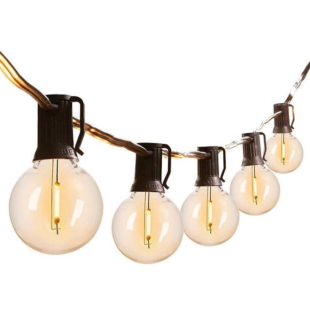 Brightown LED G40 Outdoor String Lights 25FT Patio Lights with 25 LED Shatterproof Bulbs, Weatherproof Commercial Hanging Lights for Backyard Bistro Pergola Party Decor, E12 Socket Base, 2700K, Black