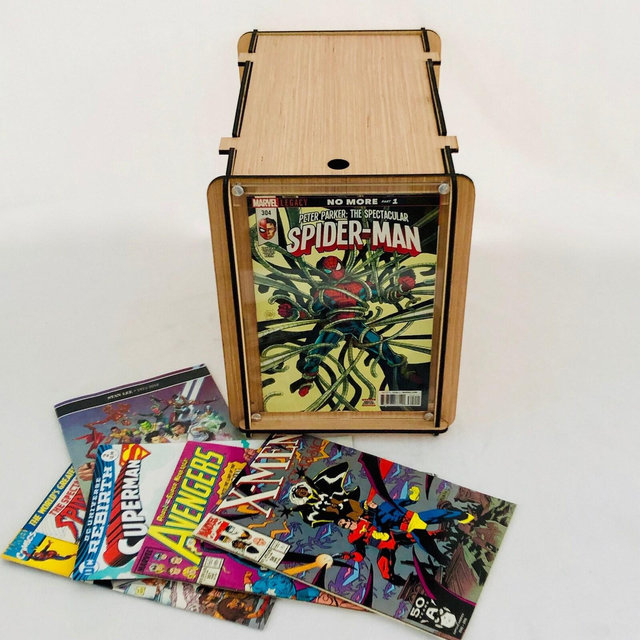 Comic Book Storage & Display Box - Display/Store Comics in an Eco Friendly, Sustainable Wood Storage Box with Lid