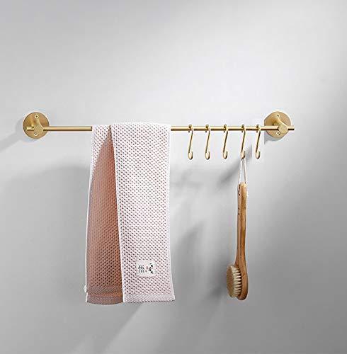 21.6 Inch Towel Bar with 5 S Shaped Hooks,Brass Towel Holder Brushed Gold Towel Rack for Bathroom Kitchen