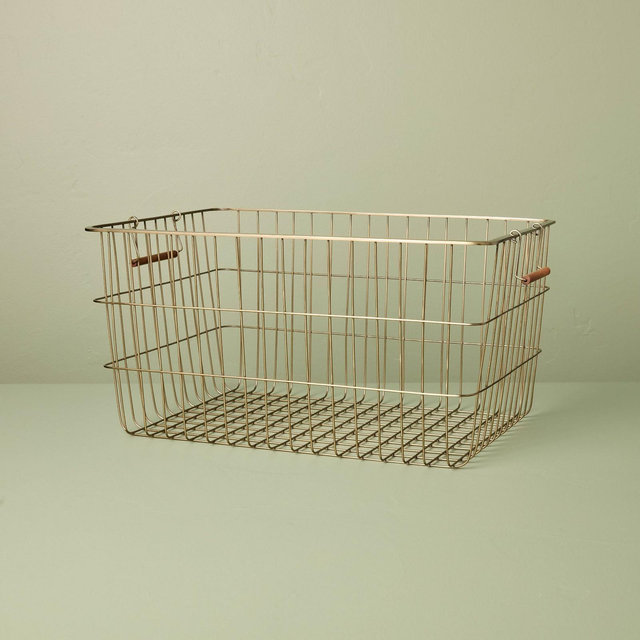 Large Rectangular Brass Wire Storage Basket- Hearth & Hand™ with Magnolia