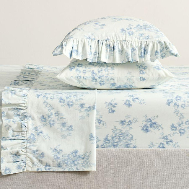 LoveShackFancy Ikat Meadow Floral Sheet Set, Blue, King