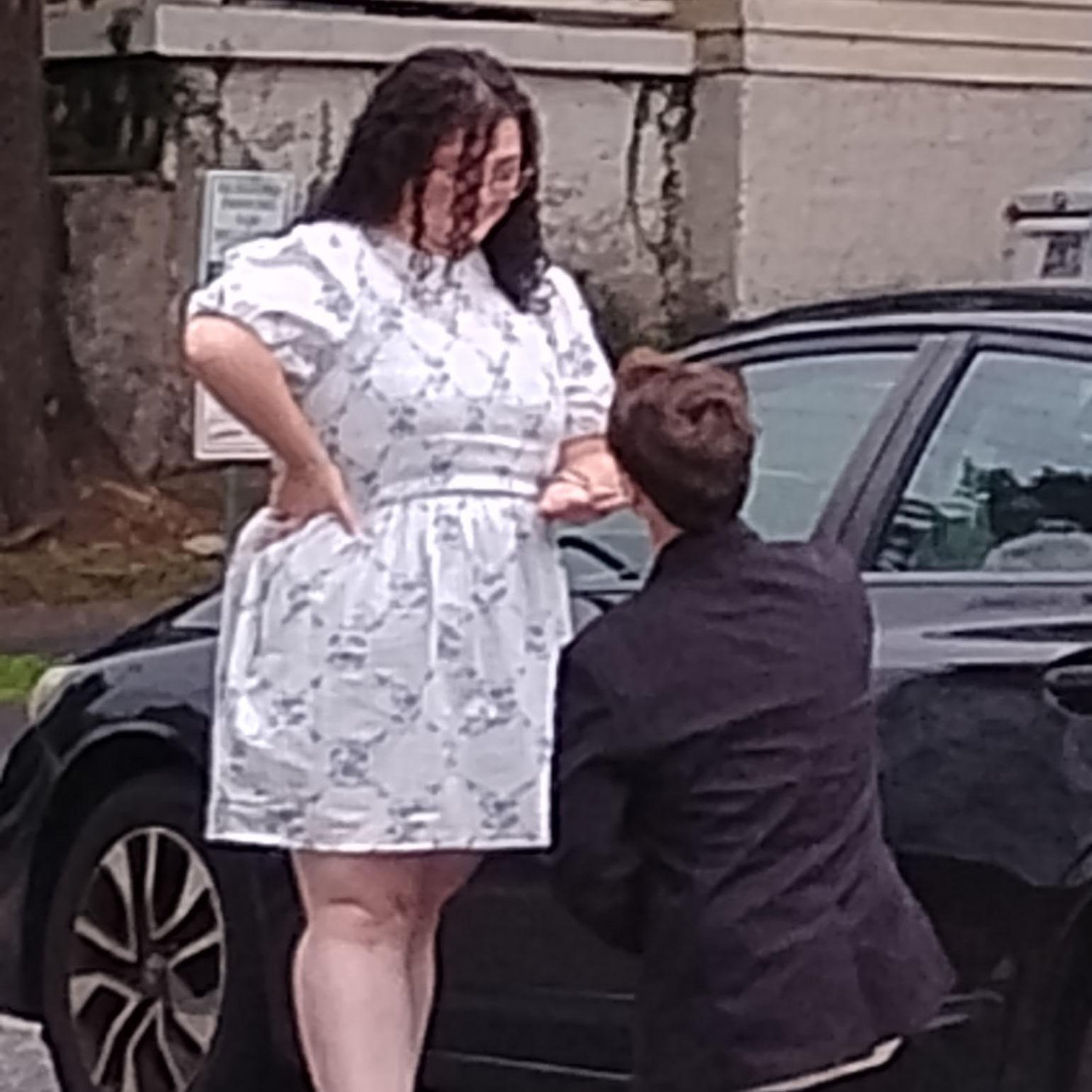 Zach proposing to Savannah where he used to walk her to her car.