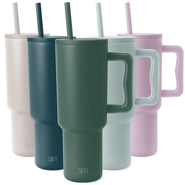 Simple Modern 40 oz Tumbler with Handle and Straw Lid | Insulated Reusable Stainless Steel Water Bottle Travel Mug Iced Coffee Cup | Valentines Gifts For Him & Her | Trek Collection | 40oz | Forest