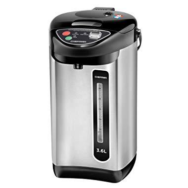 Chefman Electric Hot Water Pot Urn w/Auto & Manual Dispense Buttons, Safety Lock, Instant Heating for Coffee & Tea, Auto-Shutoff & Boil Dry Protection, Insulated Stainless Steel, 3.6L/3.8 Qt/20+ Cups