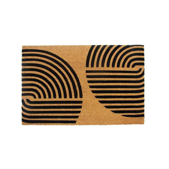 Entryways 36"x24" Concentric All-Natural Coconut Fibers Door Mat Black and Natural: Welcome Rug, PVC Backed, Shake Clean