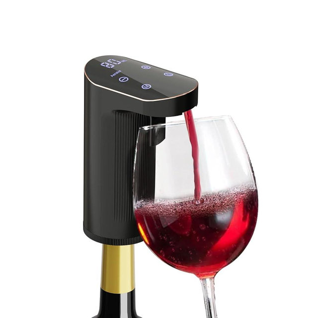 JINJUNYE Electric Wine Dispenser, One-Touch Wine Decanter, 1-999ML Wine Dispensing Set, Power Bank & Self-Clean Function, Automatic Wine Aerator Pourer Fit Most Bottle USB Rechargeable