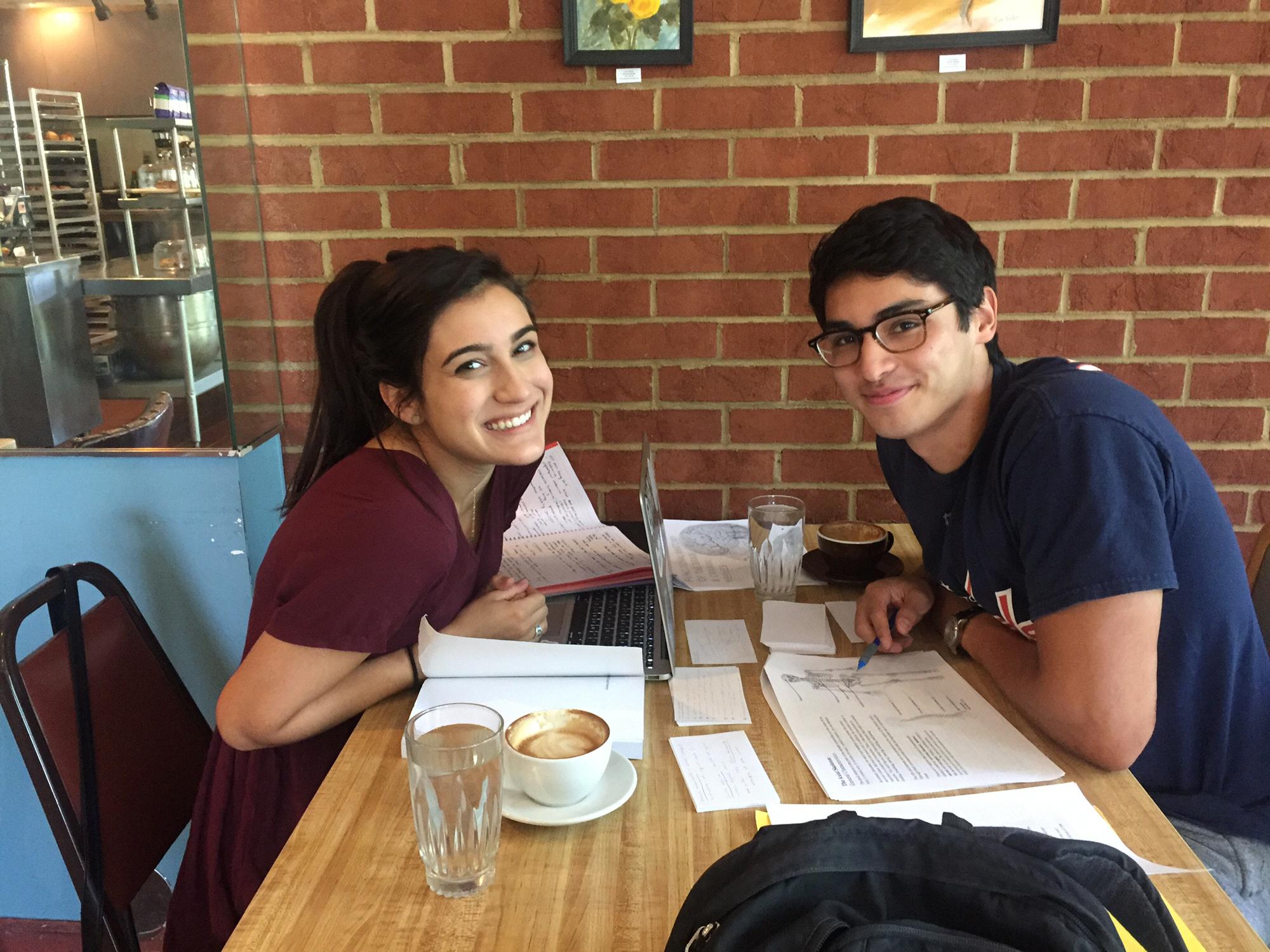 Our first posed picture together! Study date and Bread & Butter Cafe.