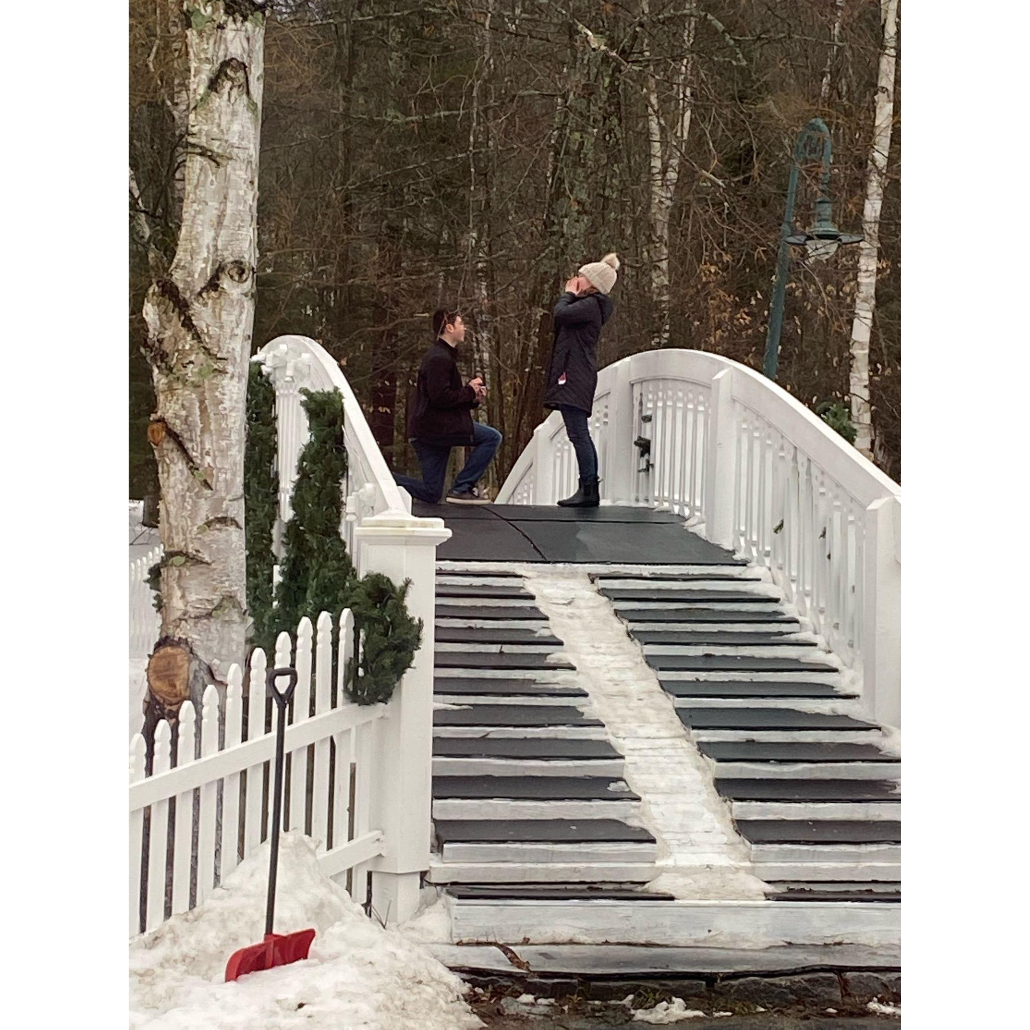 01.02.2022: Fourth year is the charm?! She said YES on the bridge at Nestlenook Farm.