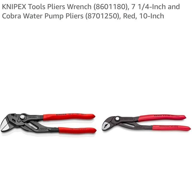 KNIPEX Tools Pliers Wrench (8601180), 7 1/4-Inch and Cobra Water Pump Pliers (8701250), Red, 10-Inch