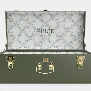 Petite Trunk - Green with Timeless Trellis Print
