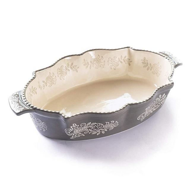 Oven to Table Oval Casserole Dish - 100% Stoneware Ceramic Baking Dishes for Cooking & Serving, Lasagna Pan Bakeware is Dishwasher & Microwave Safe - 13.5" x 9.75" Cookware Pans