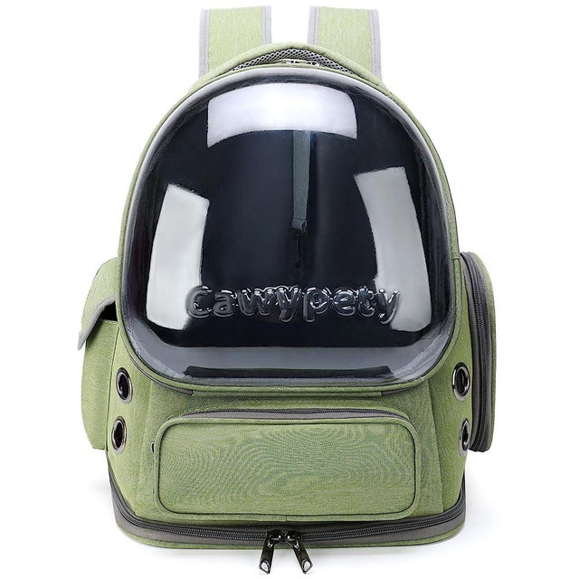 Cawypety Cat Backpack Carrier, Breathable Cat Carrier Large Space Bubble Pet Backpack for Kitty Small Dog up to 15lbs, Transparent & Foldable Pet Carrier for Travel Hiking