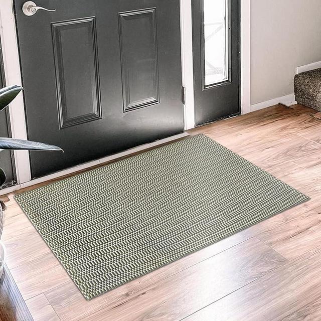 KOZYFLY Washable Area Rug 2x3 ft Small Boho Entryway Rug Indoor Door Mat Kitchen Rugs with Rubber Backing, Farmhouse Green and White Throw Rugs for Front Entrance Bathroom Kitchen