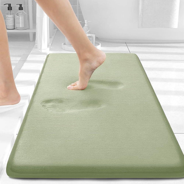 Smiry Memory Foam Bath Mat 24" x 16", Extra Soft Absorbent Bathroom Rugs Non Slip Bath Rug Runner for Shower Bathroom Floors, Sage Green