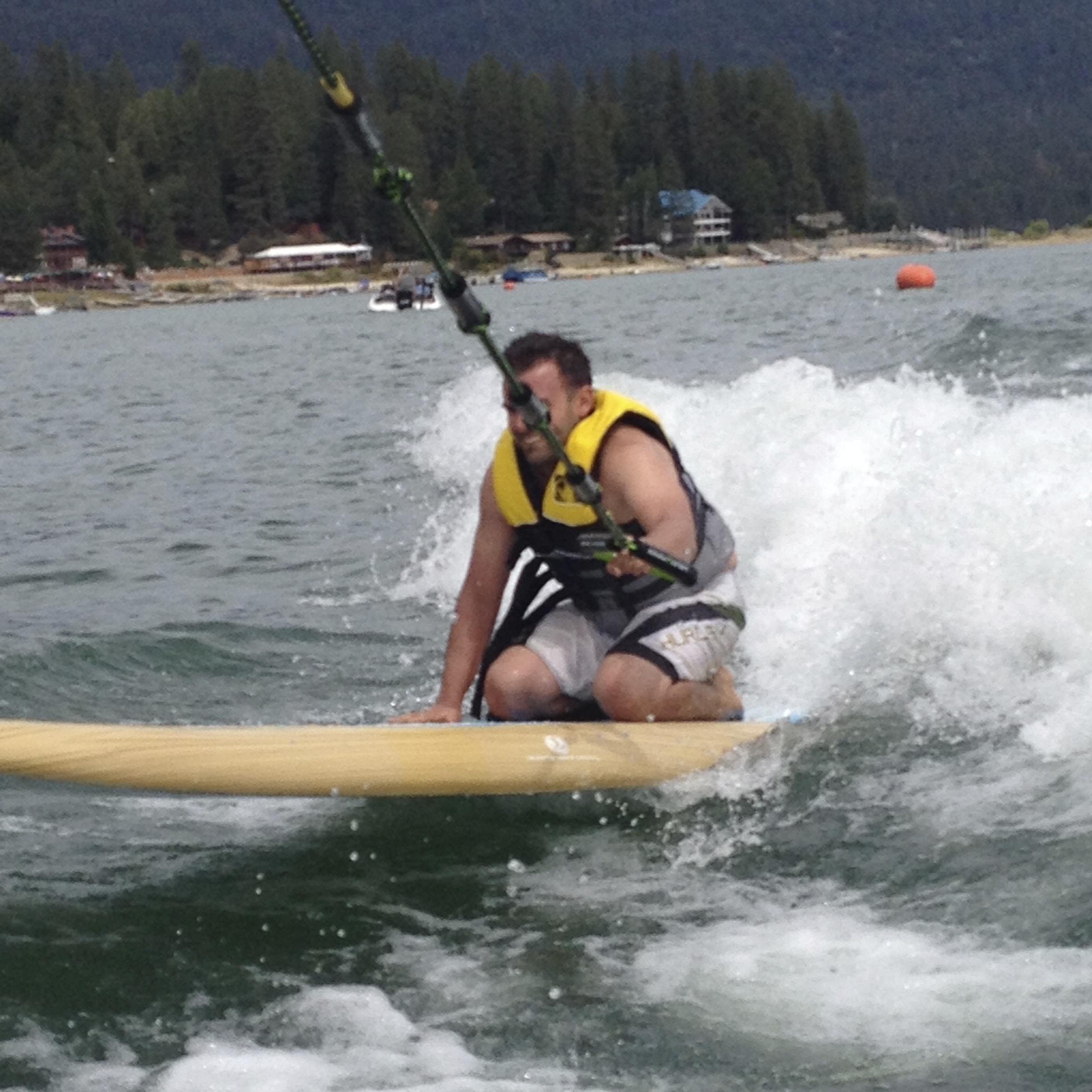 Brandon getting ready to surf the wave!