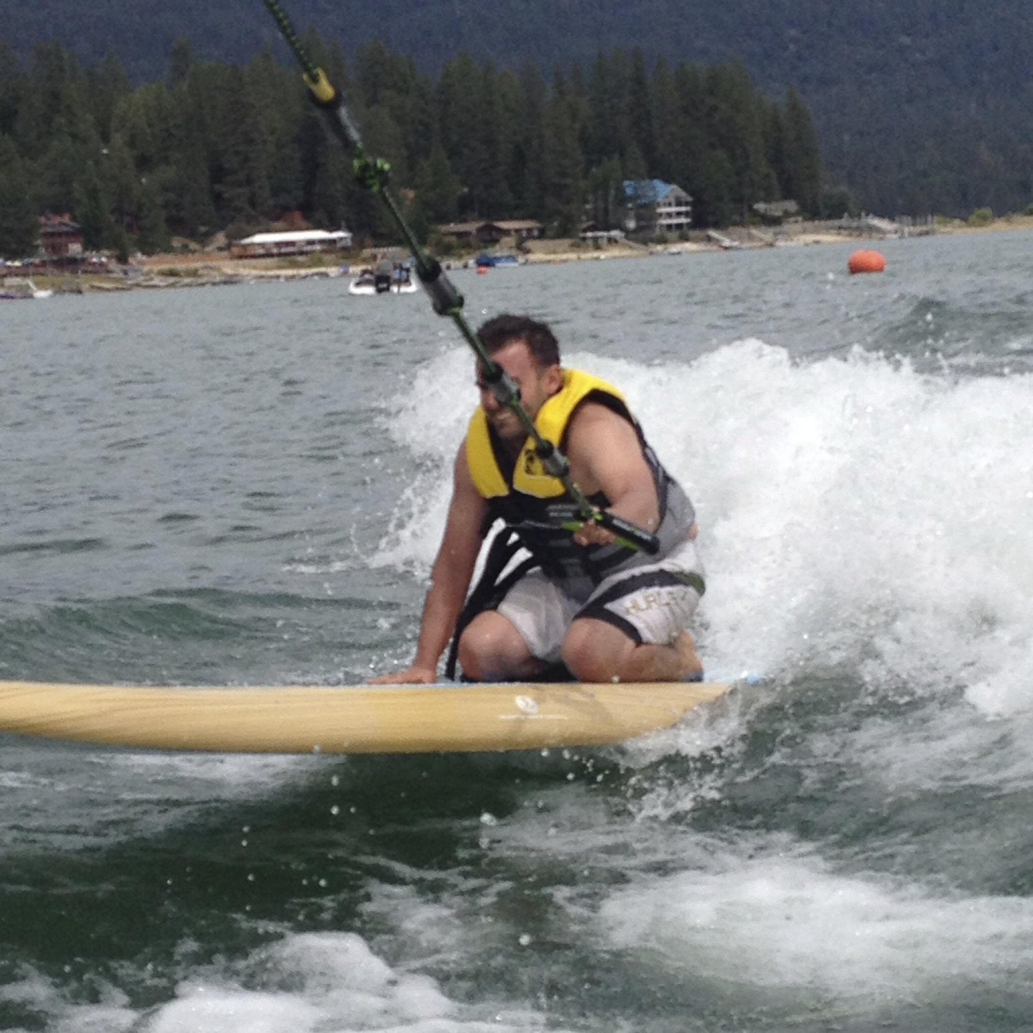 Brandon getting ready to surf the wave!