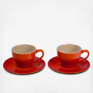 Cappuccino Cup & Saucer, Set of 2
